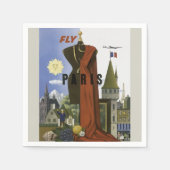 フライパリフランスヴィンテージ旅行ポスター スタンダードカクテルナプキン (正面)