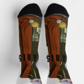 フライパリフランスヴィンテージ旅行ポスター ソックス (上部)