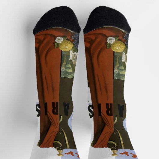 フライパリフランスヴィンテージ旅行ポスター ソックス (上部)