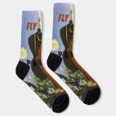 フライパリフランスヴィンテージ旅行ポスター ソックス (右)