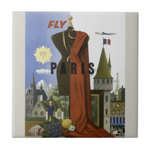 フライパリフランスヴィンテージ旅行ポスター タイル