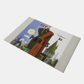 フライパリフランスヴィンテージ旅行ポスター ドアマット (アングル)