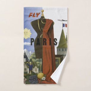 フライパリフランスヴィンテージ旅行ポスター バスタオルセット