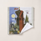 フライパリフランスヴィンテージ旅行ポスター バスタオルセット (ウォッシュタオル)