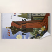 フライパリフランスヴィンテージ旅行ポスター ビーチタオル (正面)