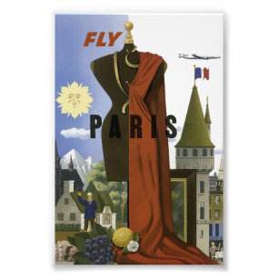 フライパリフランスヴィンテージ旅行ポスター フォトプリント           