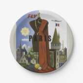 フライパリフランスヴィンテージ旅行ポスター ペーパープレート (正面)