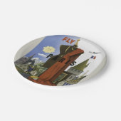 フライパリフランスヴィンテージ旅行ポスター ペーパープレート (アングル)