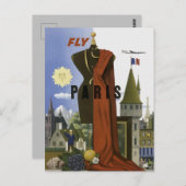 フライパリフランスヴィンテージ旅行ポスター ポストカード (正面/裏面)