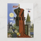 フライパリフランスヴィンテージ旅行ポスター ポストカード (正面)