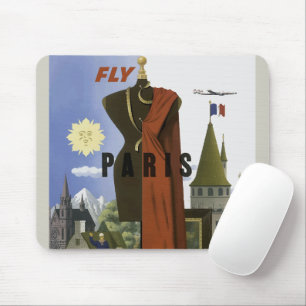 フライパリフランスヴィンテージ旅行ポスター マウスパッド