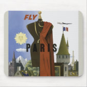 フライパリフランスヴィンテージ旅行ポスター マウスパッド (正面)