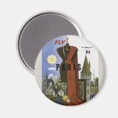 フライパリフランスヴィンテージ旅行ポスター マグネット (正面/裏面)