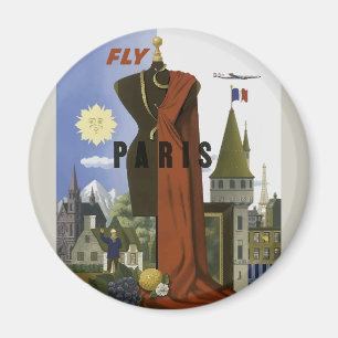 フライパリフランスヴィンテージ旅行ポスター マグネット