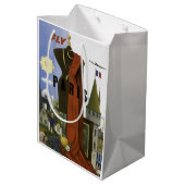 フライパリフランスヴィンテージ旅行ポスター ミディアムペーパーバッグ (裏面アングル)