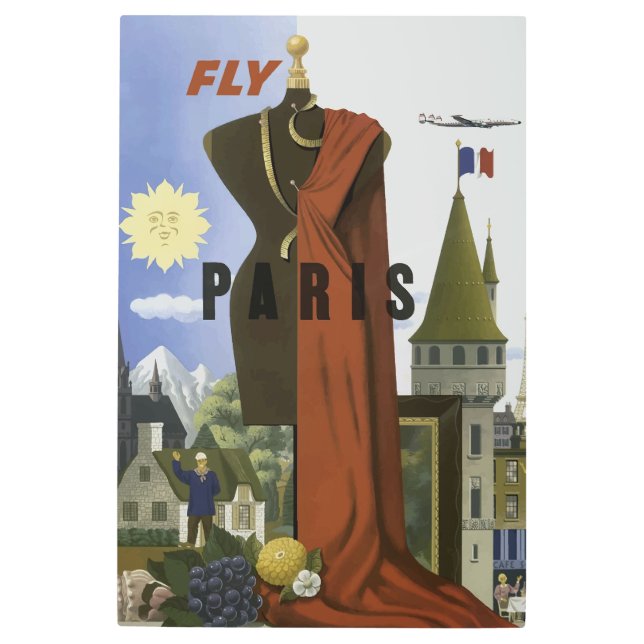 フライパリフランスヴィンテージ旅行ポスター メタルプリント (正面)