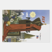 フライパリフランスヴィンテージ旅行ポスター ラッピングペーパーシート (正面)