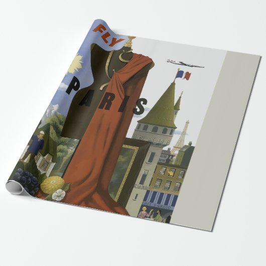 フライパリフランスヴィンテージ旅行ポスター ラッピングペーパー (アンロールド)
