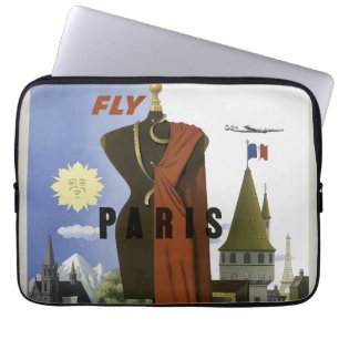フライパリフランスヴィンテージ旅行ポスター ラップトップスリーブ