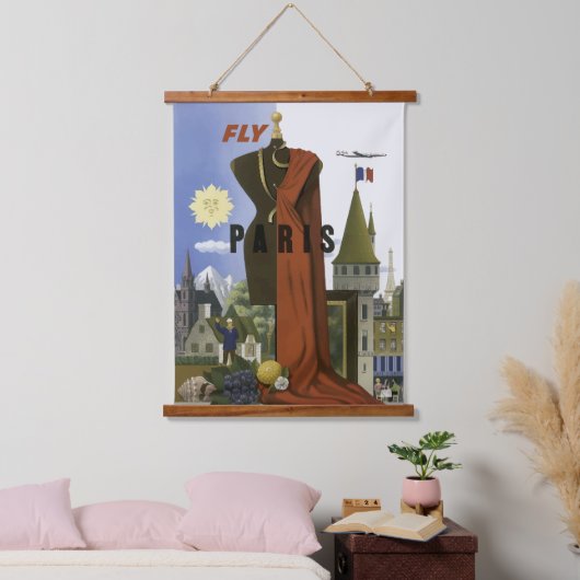 フライパリフランスヴィンテージ旅行ポスター 吊り下げ型タペストリー (寝室)