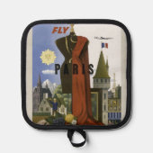 フライパリフランスヴィンテージ旅行ポスター 鍋敷き (正面)