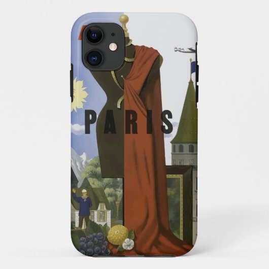 フライパリフランスヴィンテージ旅行ポスター Case-Mate iPhoneケース (裏面)