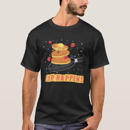 フライパンでひっくり返す朝食パンケーキ 1 Tシャツ (正面)