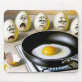 フライパンで卵を見ている悲しい卵 マウスパッド (正面)