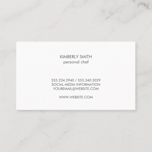 フライパンの裏返し食べ物 名刺 (裏面)