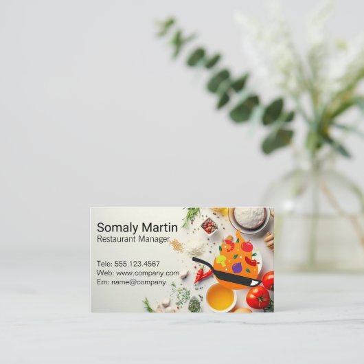 フライパン | ハーブとスパイス 名刺 (スタンド正面)