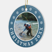 フライパーソナライズされたフィッシングクリスマス セラミックオーナメント (左)