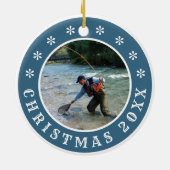 フライパーソナライズされたフィッシングクリスマス セラミックオーナメント (裏面)