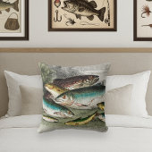フライフィッシャーマンズヴィンテージ魚釣りマス水彩 クッション