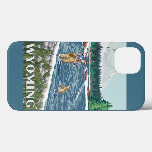 フライフィッシャーマンワイオミンヴィンテージ旅行ポスター Case-Mate iPhoneケース (裏面 (横))