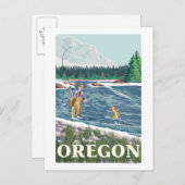 フライフィッシャーマンヴィンテージ旅行ポスター ポストカード (正面/裏面)