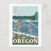 フライフィッシャーマンヴィンテージ旅行ポスター ポストカード (正面)