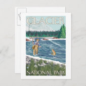 フライフィッシャーマン – 氷河の国立公園MT ポストカード (正面/裏面)