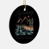 フライフィッシングとフライフィッシャーマンギフト セラミックオーナメント (右)