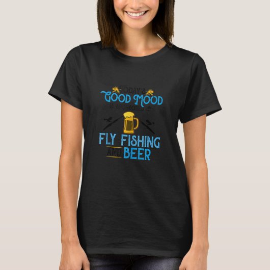 フライフィッシングとBに感謝する今日の良い気分 Tシャツ (正面)