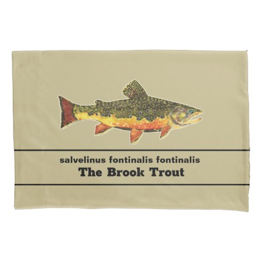 フライフィッシングに最適な、ゴージャスなブルックマス 枕カバー (正面)