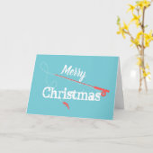 フライフィッシングのクリスマス カード (黄色い花)