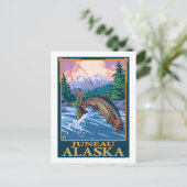 フライフィッシングのシーン – アラスカ,ジュノー ポストカード (スタンド正面)