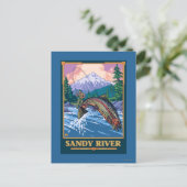 フライフィッシングのシーン – サンディ川，オレゴン ポストカード (スタンド正面)