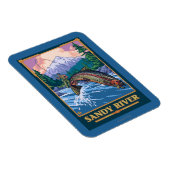 フライフィッシングのシーン – サンディ川，オレゴン マグネット (右側)