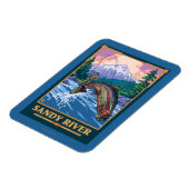 フライフィッシングのシーン – サンディ川，オレゴン マグネット (左側)