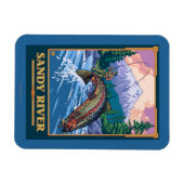 フライフィッシングのシーン – サンディ川，オレゴン マグネット (横)