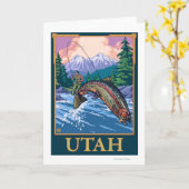 フライフィッシングのシーンUtah カード (黄色い花)