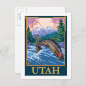フライフィッシングのシーンUtah ポストカード (正面/裏面)