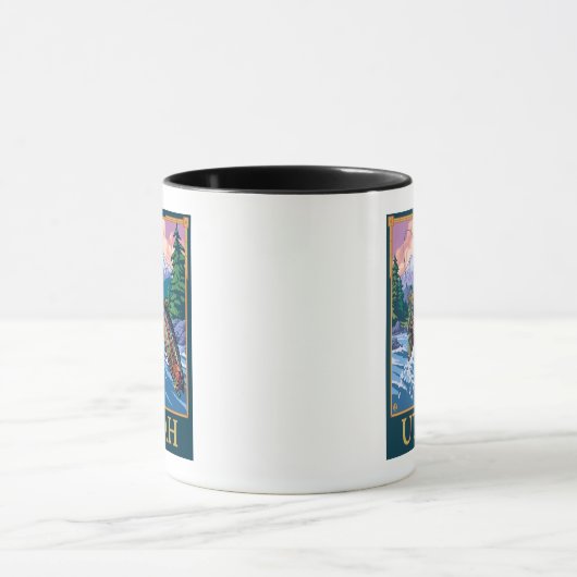 フライフィッシングのシーンUtah マグカップ (中央)