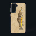 フライフィッシングのブラウンマス SAMSUNG GALAXY S21ケース<br><div class="desc">ドライフライ釣りルアーの後にフライフィッシングブラウンマス。手描きアーティスト©ティナ・ヘシュクー魚釣り狩りライフ。</div>